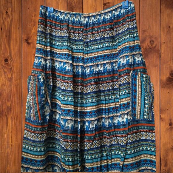 Women's Small??? Boho Hippie Aladdin Haren Elastic Waist Colorful Pants - Picture 3 of 6